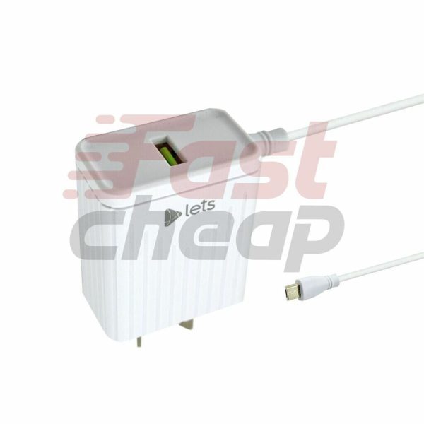 CARGADOR 220V LETS MOD08 3 1 A 1 USB C CABLE TIPO C BLANCO LETS